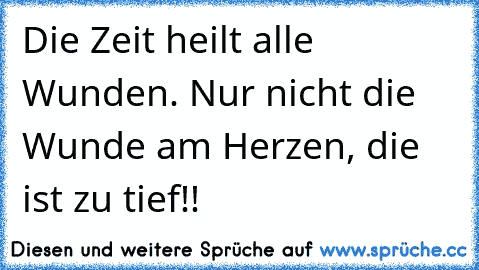 Die Zeit heilt alle Wunden. Nur nicht die Wunde am Herzen, die ist zu tief!!