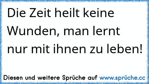 Die Zeit heilt keine Wunden, man lernt nur mit ihnen zu leben!