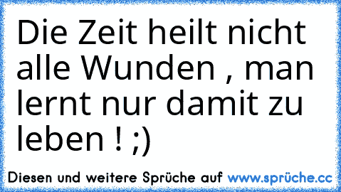 Die Zeit heilt nicht alle Wunden , man lernt nur damit zu leben ! ;)