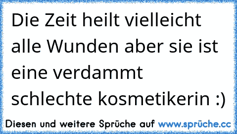 Die Zeit heilt vielleicht alle Wunden aber sie ist eine verdammt schlechte kosmetikerin
 :)