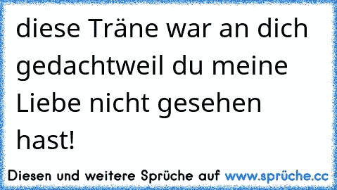 diese Träne war an dich gedacht
weil du meine Liebe nicht gesehen hast!