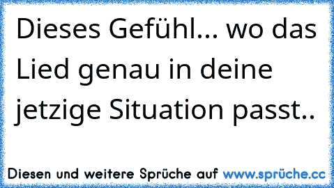 Dieses Gefühl... wo das Lied genau in deine jetzige Situation passt..