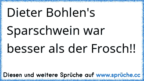 Dieter Bohlen's Sparschwein war besser als der Frosch!!