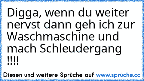 Digga, wenn du weiter nervst dann geh ich zur Waschmaschine und mach Schleudergang !!!!