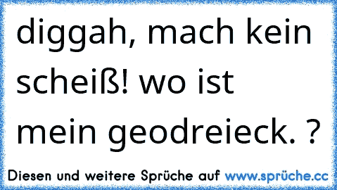 diggah, mach kein scheiß! wo ist mein geodreieck. ?