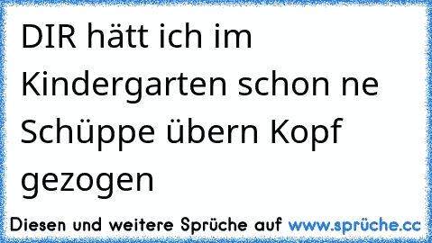 DIR hätt ich im Kindergarten schon ne Schüppe übern Kopf gezogen