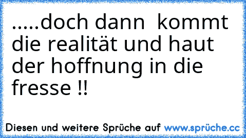 .....doch dann  kommt die realität und haut der hoffnung in die fresse !!