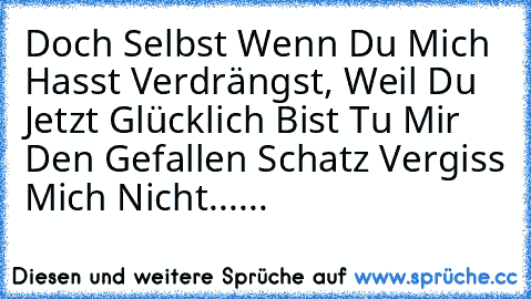 Doch Selbst Wenn Du Mich Hasst Verdrängst, Weil Du Jetzt Glücklich Bist Tu Mir Den Gefallen Schatz Vergiss Mich Nicht......♥