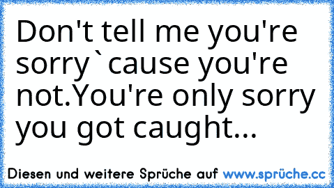 Don't tell me you're sorry
`cause you're not.
You're only sorry you got caught...