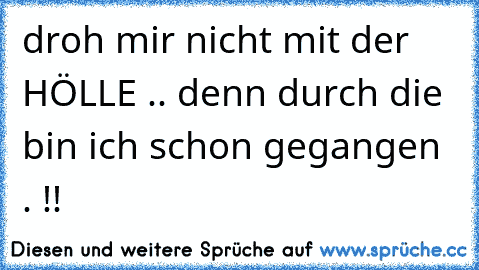 droh mir nicht mit der HÖLLE .. denn durch die bin ich schon gegangen . !!