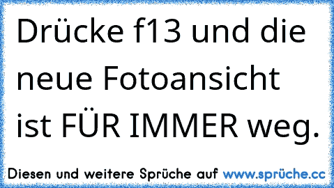 Drücke f13 und die neue Fotoansicht ist FÜR IMMER weg.