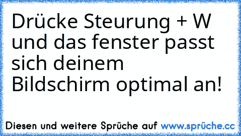 Drücke Steurung + W und das fenster passt sich deinem Bildschirm optimal an!