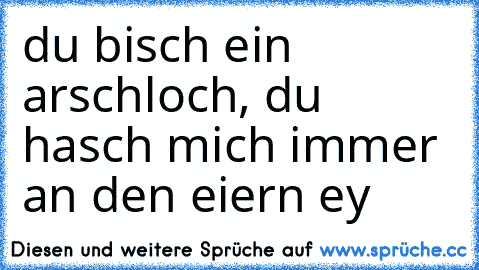 du bisch ein arschloch, du hasch mich immer an den eiern ey