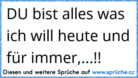 DU bist alles was ich will heute und für immer,...!!