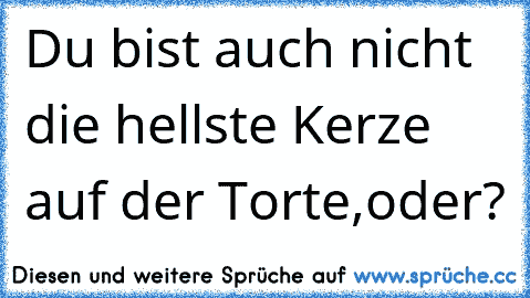 Du bist auch nicht die hellste Kerze auf der Torte,oder?