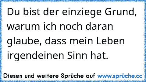 Du bist der einziege Grund, warum ich noch daran glaube, dass mein Leben irgendeinen Sinn hat. ♥