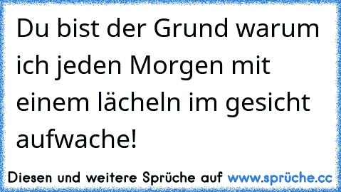 Du bist der Grund warum ich jeden Morgen mit einem lächeln im gesicht aufwache! ♥