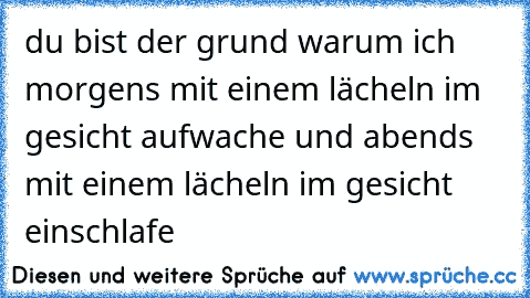 du bist der grund warum ich morgens mit einem lächeln im gesicht aufwache und abends mit einem lächeln im gesicht einschlafe ♥