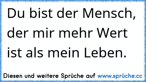 Du bist der Mensch, der mir mehr Wert ist als mein Leben.