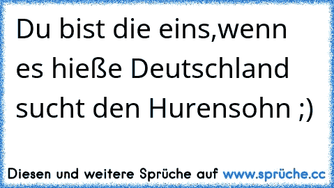 Du bist die eins,wenn es hieße Deutschland sucht den Hurensohn ;)