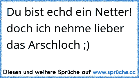 Du bist echd ein Netter! doch ich nehme lieber das Arschloch ;)