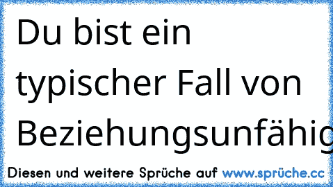 Du bist ein typischer Fall von Beziehungsunfähigkeit...