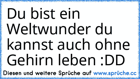 Du bist ein Weltwunder du kannst auch ohne Gehirn leben :DD