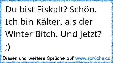 Du bist Eiskalt? Schön. Ich bin Kälter, als der Winter Bitch. Und jetzt? ;)