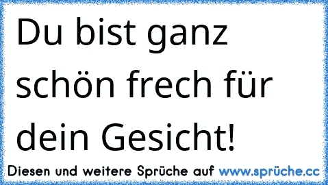 Du bist ganz schön frech für dein Gesicht!