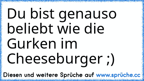 Du bist genauso beliebt wie die Gurken im Cheeseburger ;)