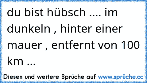 du bist hübsch .... im dunkeln , hinter einer mauer , entfernt von 100 km ...