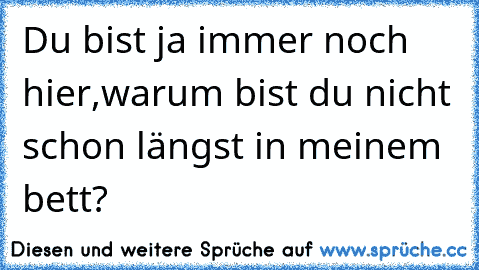 Du bist ja immer noch hier,warum bist du nicht schon längst in meinem bett?