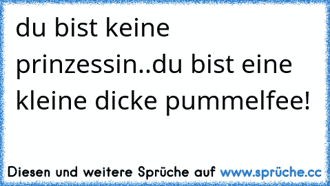 du bist keine prinzessin..du bist eine kleine dicke pummelfee!