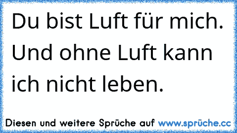 Du bist Luft für mich. Und ohne Luft kann ich nicht leben.