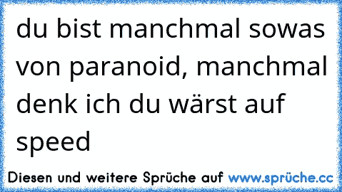 du bist manchmal sowas von paranoid, manchmal denk ich du wärst auf speed  ♥