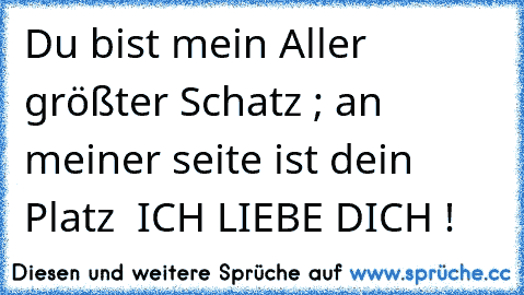 Du bist mein Aller größter Schatz ; an meiner seite ist dein Platz ♥ 
ICH LIEBE DICH !