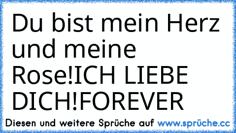 Du bist mein Herz und meine Rose!
ICH LIEBE DICH!
FOREVER ♥