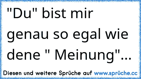 "Du" bist mir genau so egal wie dene " Meinung"...