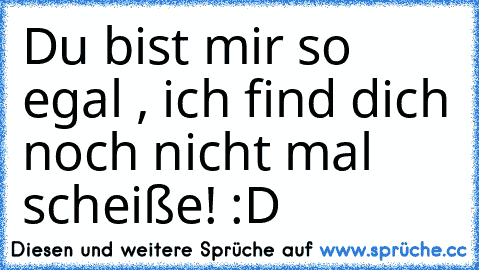 Du bist mir so egal , ich find dich noch nicht mal scheiße! :D