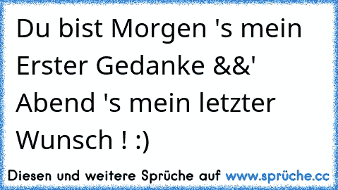 Du bist Morgen 's mein Erster Gedanke &&' Abend 's mein letzter Wunsch ! :)