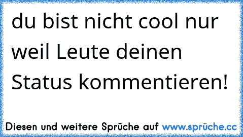 du bist nicht cool nur weil Leute deinen Status kommentieren!