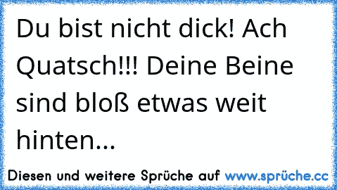 Du bist nicht dick! Ach Quatsch!!! Deine Beine sind bloß etwas weit hinten...