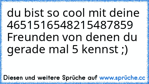 du bist so cool mit deine 4651516548215487859 Freunden von denen du gerade mal 5 kennst ;)