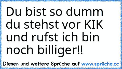 Du bist so dumm du stehst vor KIK und rufst ich bin noch billiger!!