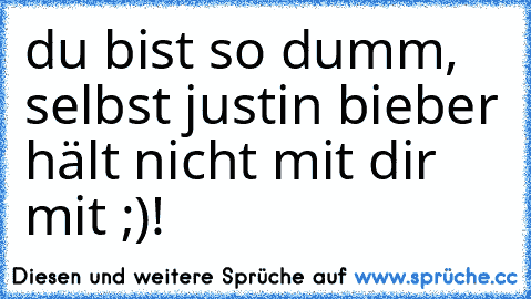 du bist so dumm, selbst justin bieber hält nicht mit dir mit ;)!