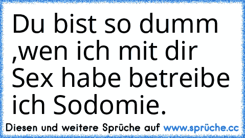 Du bist so dumm ,wen ich mit dir Sex habe betreibe ich Sodomie.