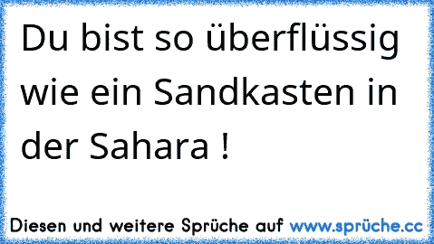 Du bist so überflüssig wie ein Sandkasten in der Sahara !