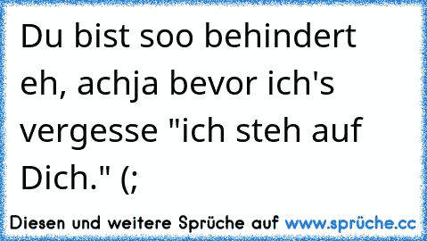 Du bist soo behindert eh, achja bevor ich's vergesse "ich steh auf Dich." (;