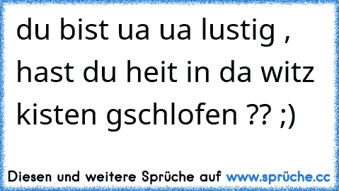 du bist ua ua lustig , hast du heit in da witz kisten gschlofen ?? ;)