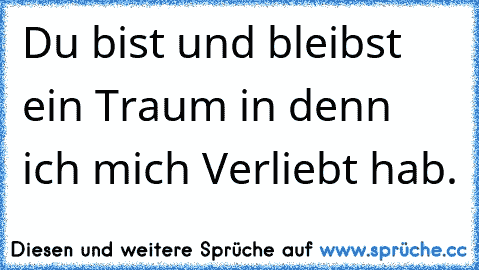 Du bist und bleibst ein Traum in denn ich mich Verliebt hab.